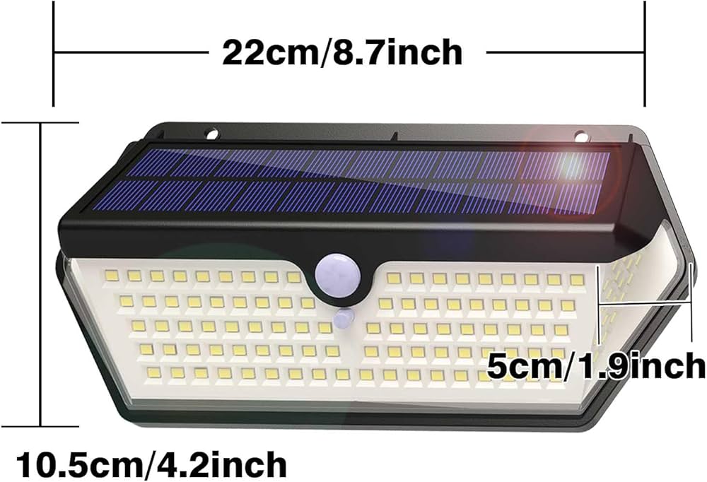 2 Pack Solar Motion Sensor Security Wall Lights Outdoor, 128 LED 1200LM Fence Step Lights with 3 Modes, 270° Wide Angle IP65 Waterproof for Garage Front Door Porch Yard Driveway (Bright White, 2 Pack)