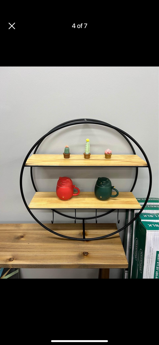 Brand new in the box, Round Wall Shelf – 24” Diameter Floating Shelves for Wall Decor | Natural Wood Shelves | Metal Frame | Round Shelf for Wall | Living Room Decor - Bathroom – Bedroom – Kitchen - Hallway