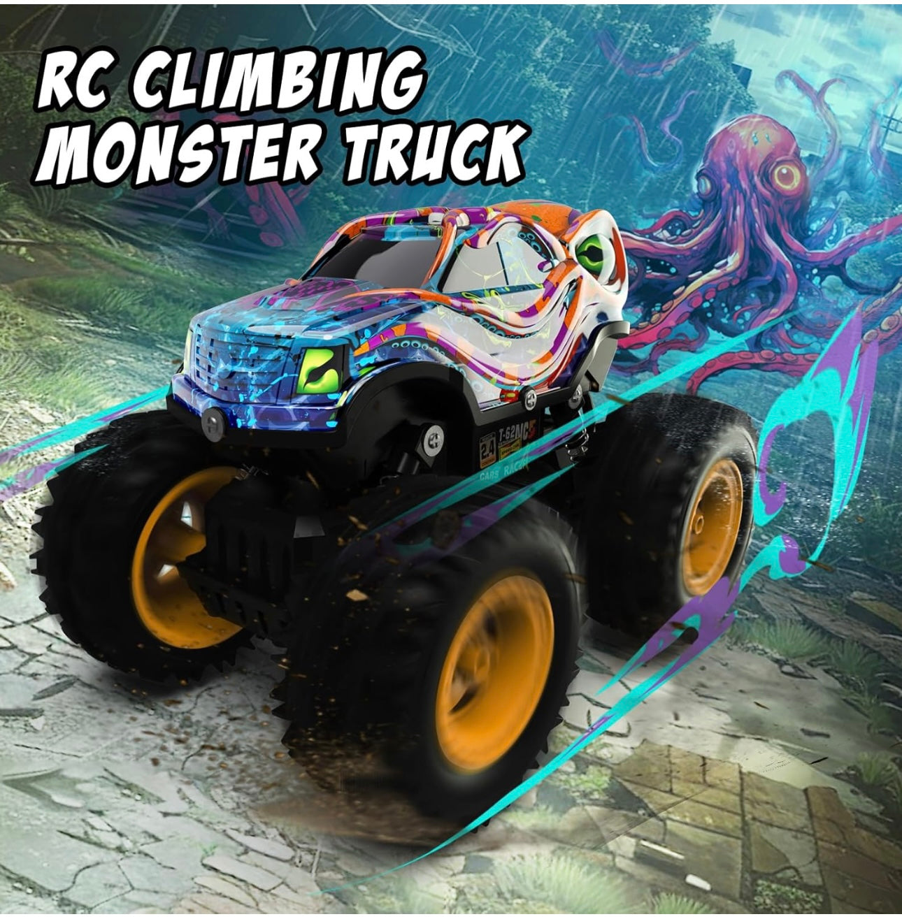 Monster Trucks Toys for Boys Age 4-7, 1:16 Scale Rechargeable RC Cars with Light, Remote Control Car for 5 6 7 8 Year Old boy, Birthday Christmas Toy Gift for Kids