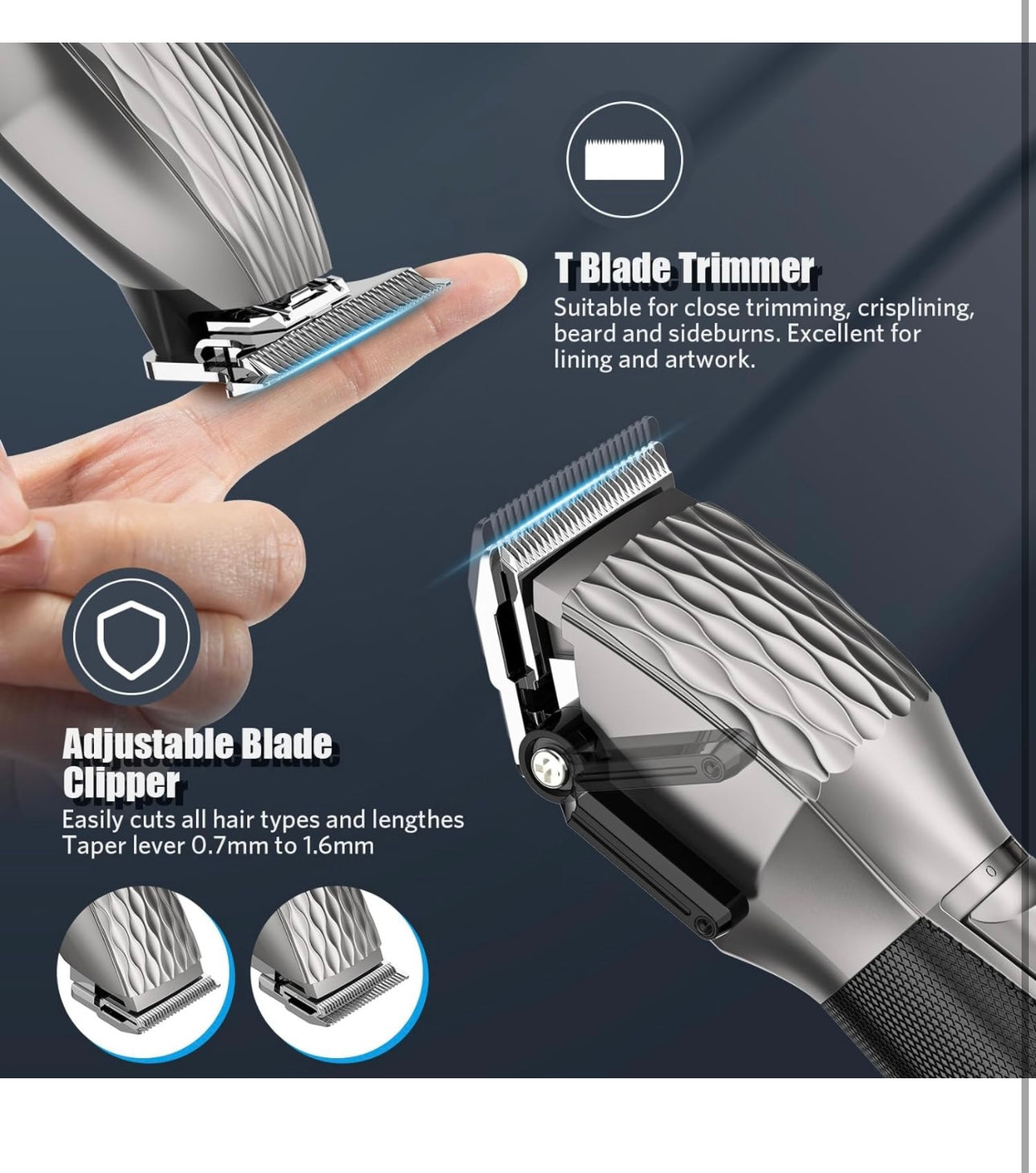 Professional Hair Clippers for Men, Professional Barber Clippers and Trimmer Set, Cordless Beard Trimmer Haircut Grooming Kit Gift for Men Women Kids