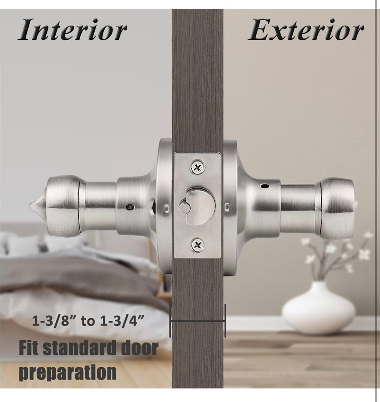 Wave Style Lever Handles Entrance Door Knobs Entry Door Locks Brushed Nickel