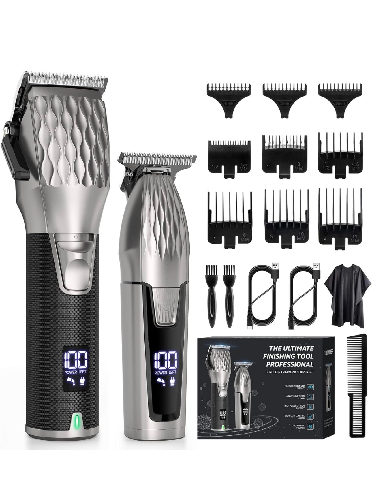 Professional Hair Clippers for Men, Professional Barber Clippers and Trimmer Set, Cordless Beard Trimmer Haircut Grooming Kit Gift for Men Women Kids