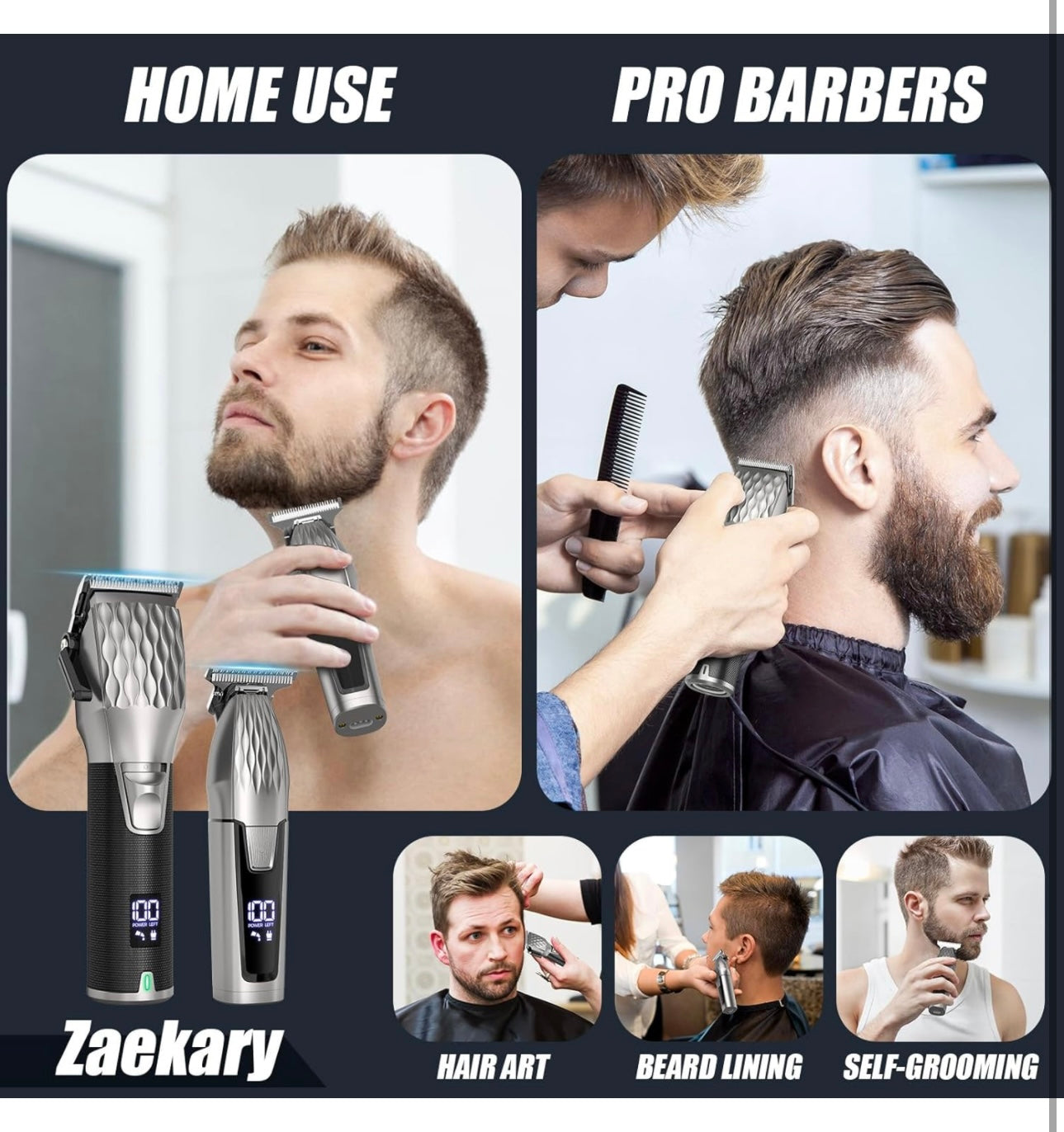 Professional Hair Clippers for Men, Professional Barber Clippers and Trimmer Set, Cordless Beard Trimmer Haircut Grooming Kit Gift for Men Women Kids