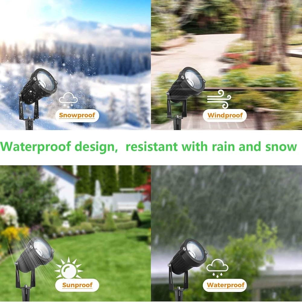 Christmas Outdoor Spot Lights with Timer (4/6/8H), 24W RGB Spotlights IP65 Waterproof Remote Control Metal Case Colored Outside Landscape SpotLights for Garden Yard House Lawn Flags (4 in Set)