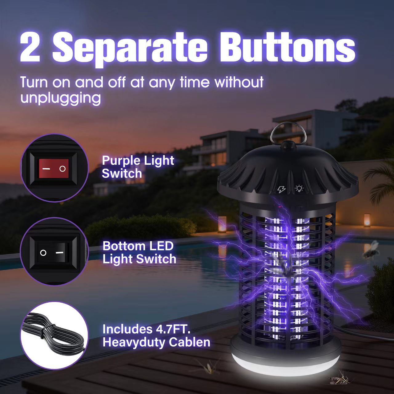 Bug Zapper Indoor & Outdoor, Water Proof Mosquito Zapper with LED Light, 4200...