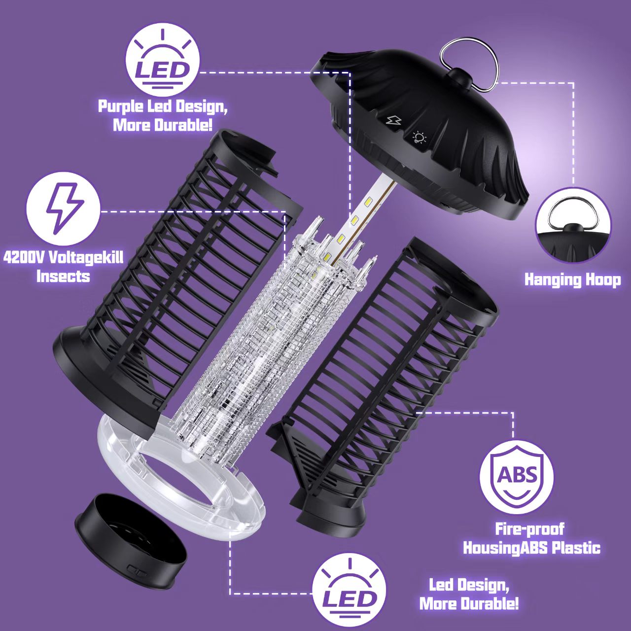 Bug Zapper Indoor & Outdoor, Water Proof Mosquito Zapper with LED Light, 4200...