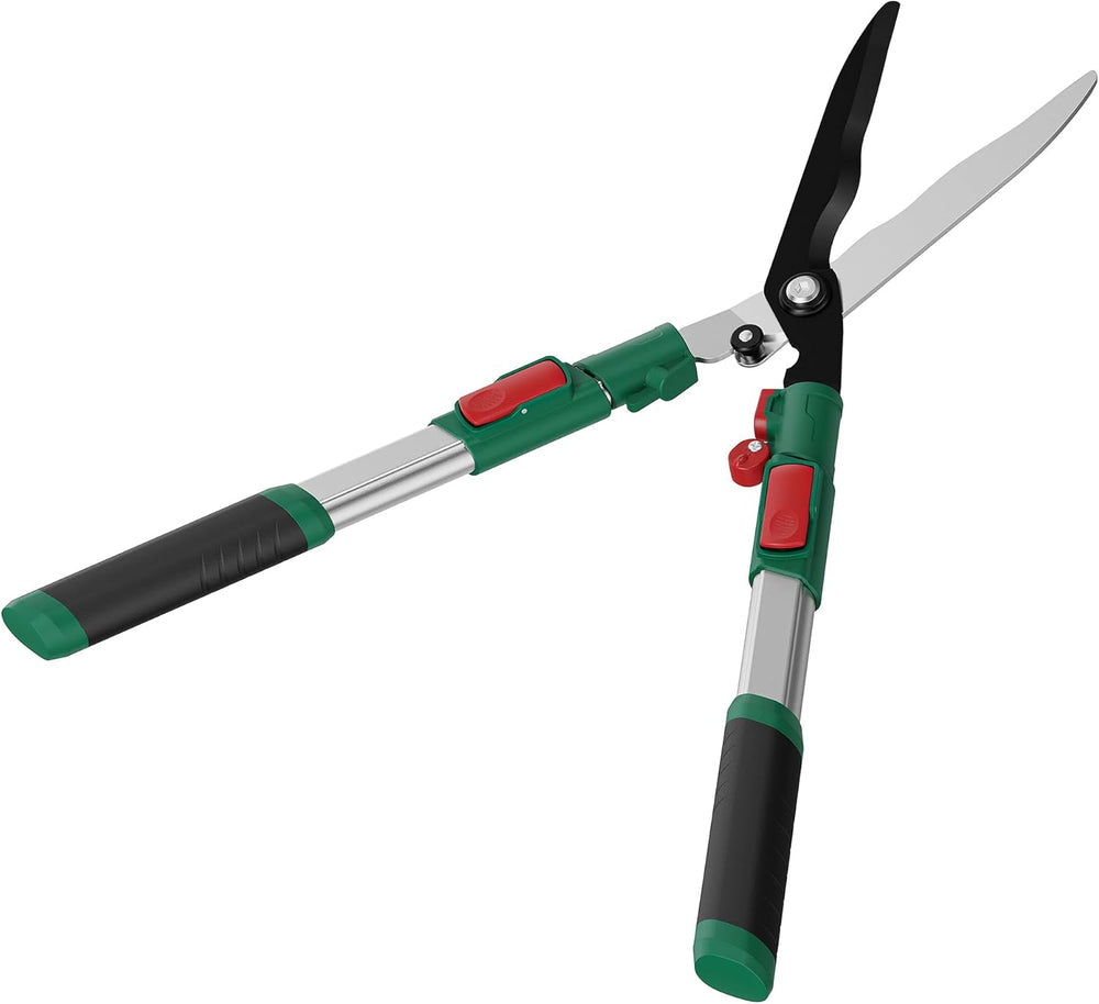 GARTOL Extendable Hedge Shears - 24 to 30 Inch Telescopic Garden Clippers with 8” Wavy SK5 High Carbon Steel Blade, Heavy Duty Manual Shrub Trimmer & Bush Shears for Boxwood, Yews & Decorative Hedges