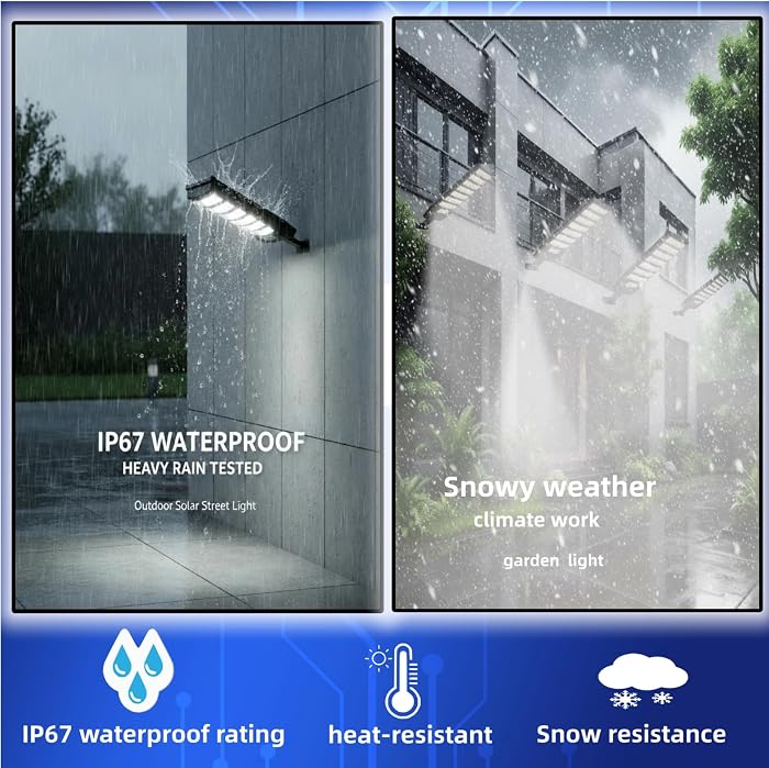 2000LM Solar Street Light with Motion Sensor, 7000K Dusk to Dawn Security Flood Lights IP66, Commercial Outdoor Lighting for Parking Lot, Yard, Driveway, Farm