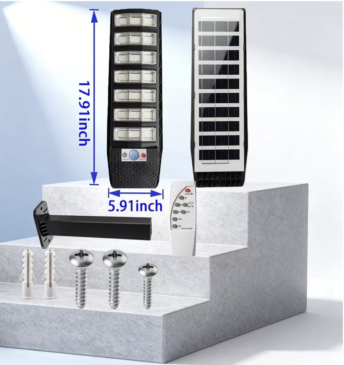 2000LM Solar Street Light with Motion Sensor, 7000K Dusk to Dawn Security Flood Lights IP66, Commercial Outdoor Lighting for Parking Lot, Yard, Driveway, Farm