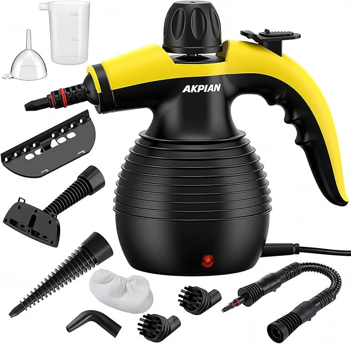 Handheld Steam Cleaner, Steamer for Cleaning, Multipurpose Portable Steam Cleaners for Home Use with Safety Lock and 10 Accessory Kit to Remove Grime, Grease, and More, Save Time and Effort