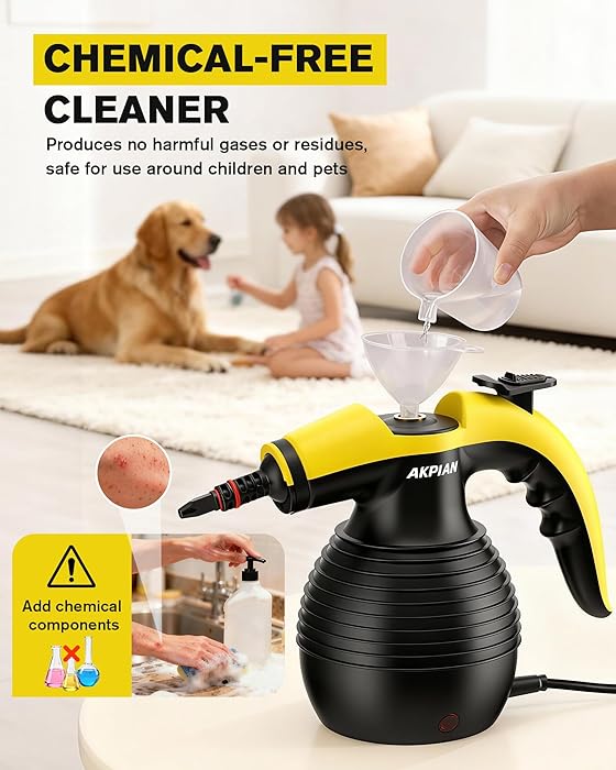 Handheld Steam Cleaner, Steamer for Cleaning, Multipurpose Portable Steam Cleaners for Home Use with Safety Lock and 10 Accessory Kit to Remove Grime, Grease, and More, Save Time and Effort