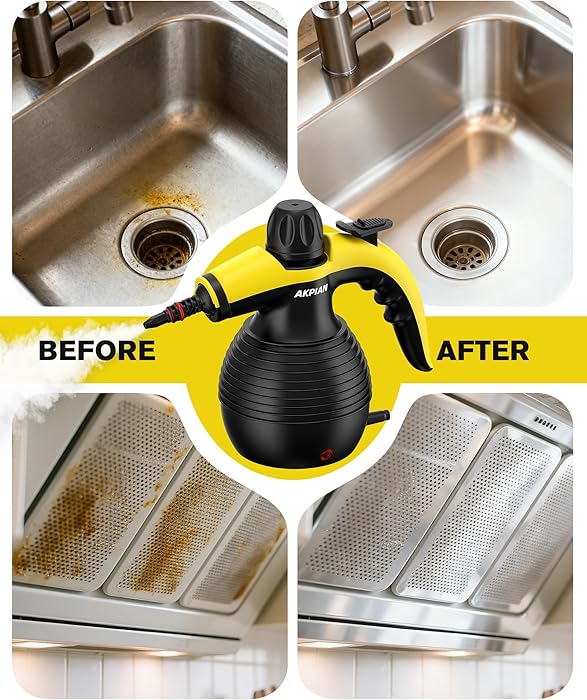 Handheld Steam Cleaner, Steamer for Cleaning, Multipurpose Portable Steam Cleaners for Home Use with Safety Lock and 10 Accessory Kit to Remove Grime, Grease, and More, Save Time and Effort