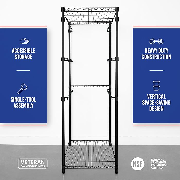 SafeRacks 5-Tier Steel Tote Rack - Maximize Space, Declutter, Organization, NSF Certified, Bin Storage for Garage, Pantry, Kitchen, Workspace, 5 Shelves, 31″ x 23″ x 68″, Black