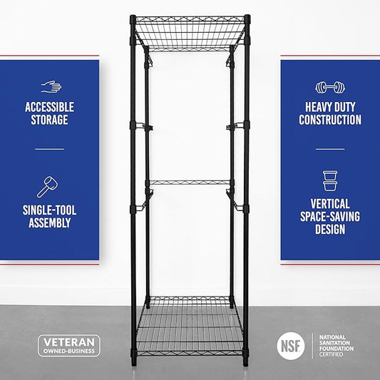 SafeRacks 5-Tier Steel Tote Rack - Maximize Space, Declutter, Organization, NSF Certified, Bin Storage for Garage, Pantry, Kitchen, Workspace, 5 Shelves, 31″ x 23″ x 68″, Black