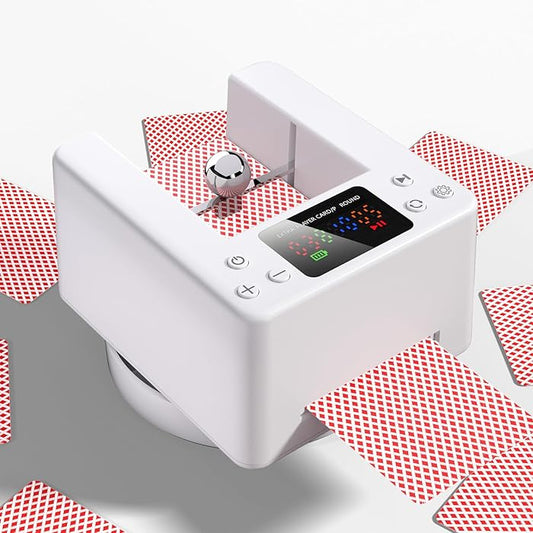 Automatic Card Dealer Machine for Poker: Rechargeable Auto Card Distributor for 1/2 Decks - 180°360° Rotation Quiet Card Dealing Dispenser for Texas Holdem Blackjack Bridge Card Game