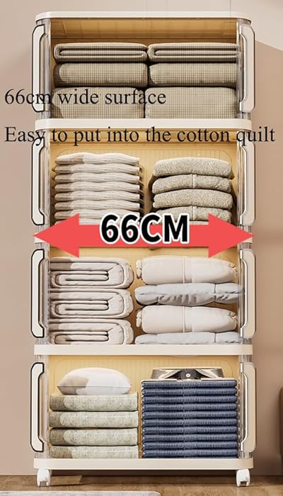 Stackable Storage Bins with Lid,Collapsible Storage Bins for Closet Organizers,Foldable Plastic Sliding Door Box Containers for Home Office Dorm (21.65"×12.99"×12.99",White,3)