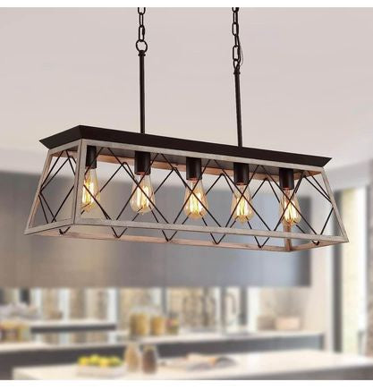 5-Light Pendant Lights Fixture, Farmhouse Chandeliers for Dining Room, Rustic Island Lights for Kitc