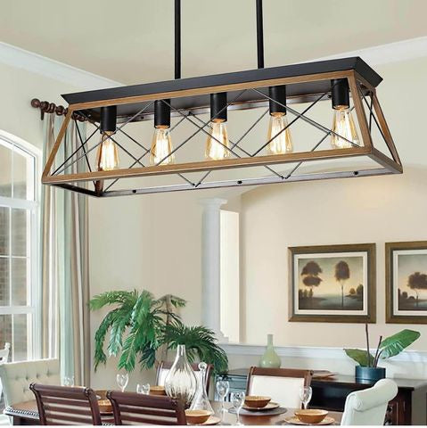 5-Light Pendant Lights Fixture, Farmhouse Chandeliers for Dining Room, Rustic Island Lights for Kitc