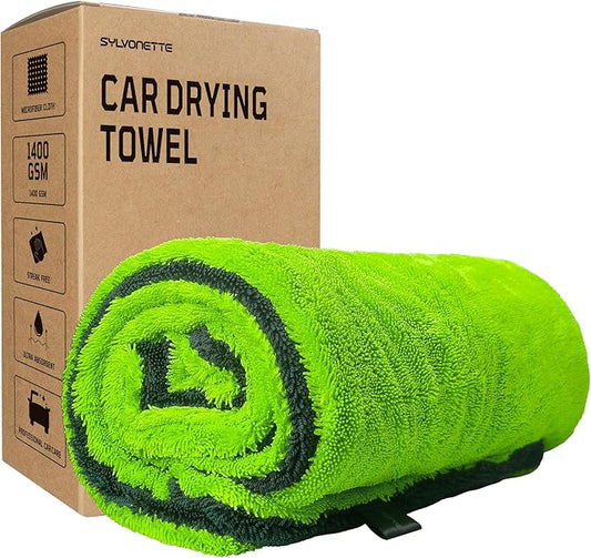 1400GSM Car Drying Towel(48" x 24"),Microfiber Towels for Cars Detailing -Absorbs 9lbs of Water, Ultra-Absorbent, Streak-Free, Scratch-Free, No Water Spots, Double-Twist Pile & Edgeless