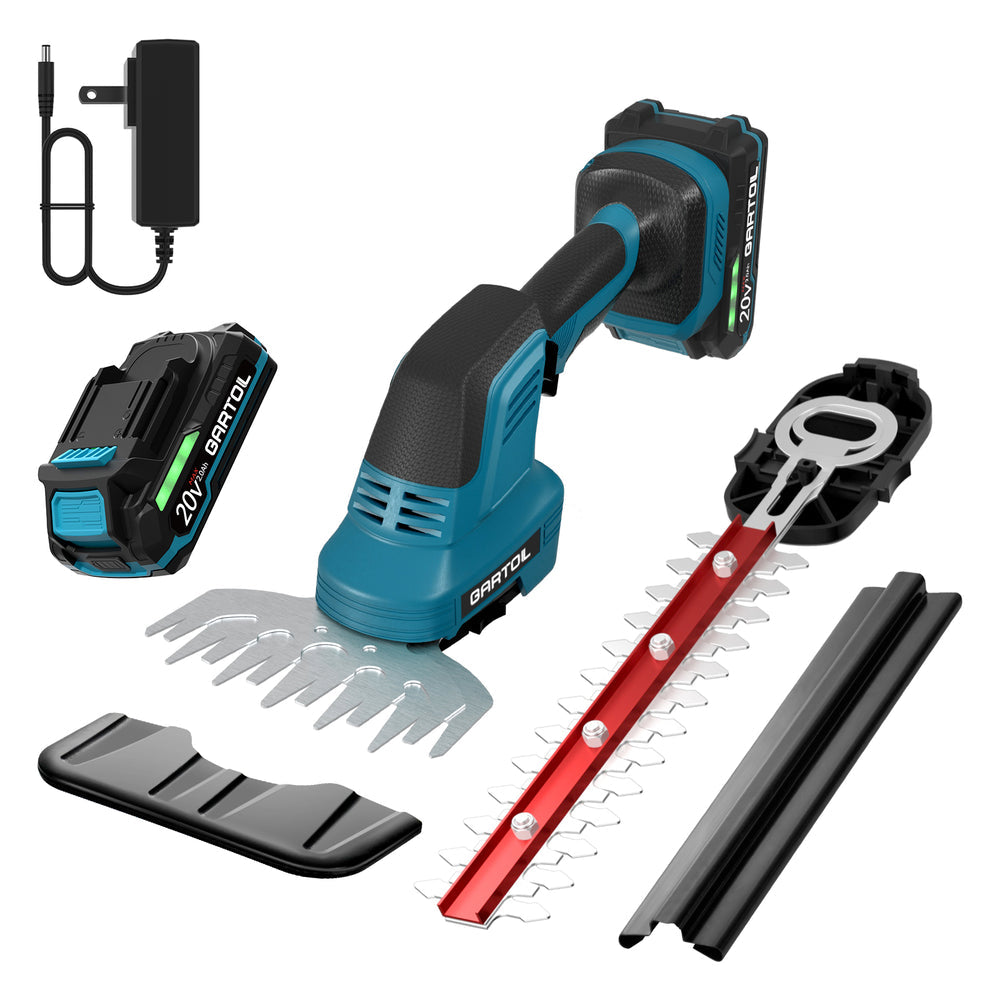 GARTOL 2-in-1 Cordless Hedge Trimmer & Grass Shears, Compatible with Makita 18V Battery, 20V Handheld Bush Trimmer with 12" & 6" Blades, Battery & Charger Included, Lightweight Bush Clipper for Yard