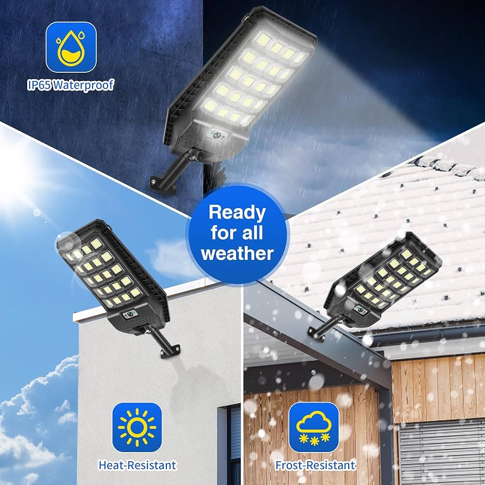 Solar Street Lights Motion Sensor, IP67 Waterproof 6500K Dusk to Dawn Solar Flood Light Outdoor with Remote Control, LED Outdoor Light for Outside Garden Yard, Parking Lot Lights(2PK)