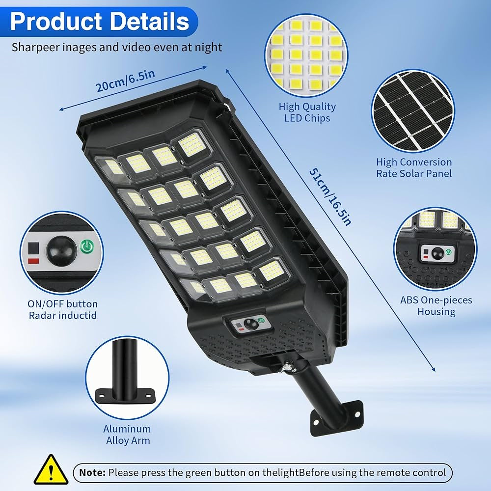 Solar Street Lights Motion Sensor, IP67 Waterproof 6500K Dusk to Dawn Solar Flood Light Outdoor with Remote Control, LED Outdoor Light for Outside Garden Yard, Parking Lot Lights(2PK)