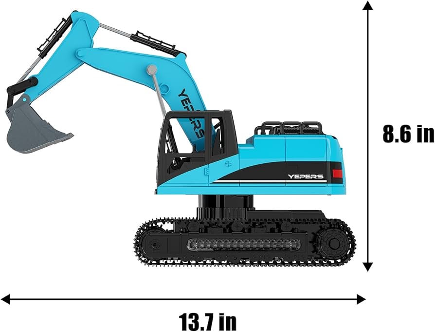 RC Excavator Toy for Kids, 1:14, Remote Control Metal Construction Vehicles Diecast Excavator, 360° Rotation with Lights Sounds, 2 Batteries, Sandbox Digger Christmas Toy Gift for Boys