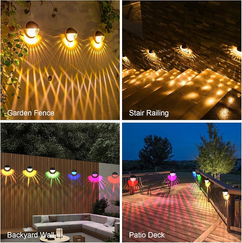 6 Pack Solar Lights for Steps Decks Pathway Yard Stairs Fences, LED lamp, Rainproof