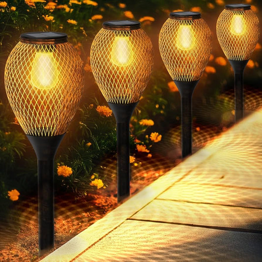 Solar Pathway Lights Outdoor, LED Solar Lights for Outside IP65 Waterproof Landscape Path Garden Decorative Lights Solar Powered Lighting for Yard Patio Walkway Driveway Decor, 4 Pack