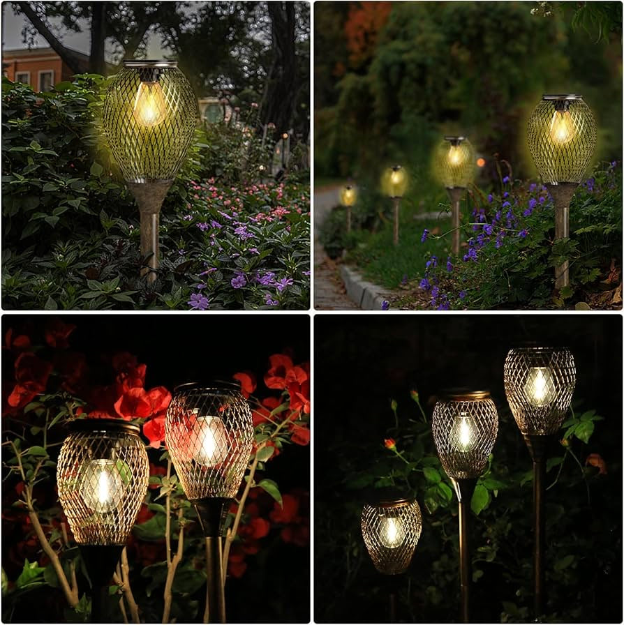 Solar Pathway Lights Outdoor, LED Solar Lights for Outside IP65 Waterproof Landscape Path Garden Decorative Lights Solar Powered Lighting for Yard Patio Walkway Driveway Decor, 4 Pack