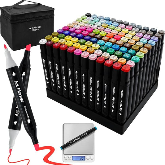 120 Colors Alcohol Markers - Dual Tip Alcohol Based Marker Set, Rich Color for Students, Adults & Pros - Blendable Markers for Adult Coloring Books, Manga, Art Projects With Portable Storage Bag