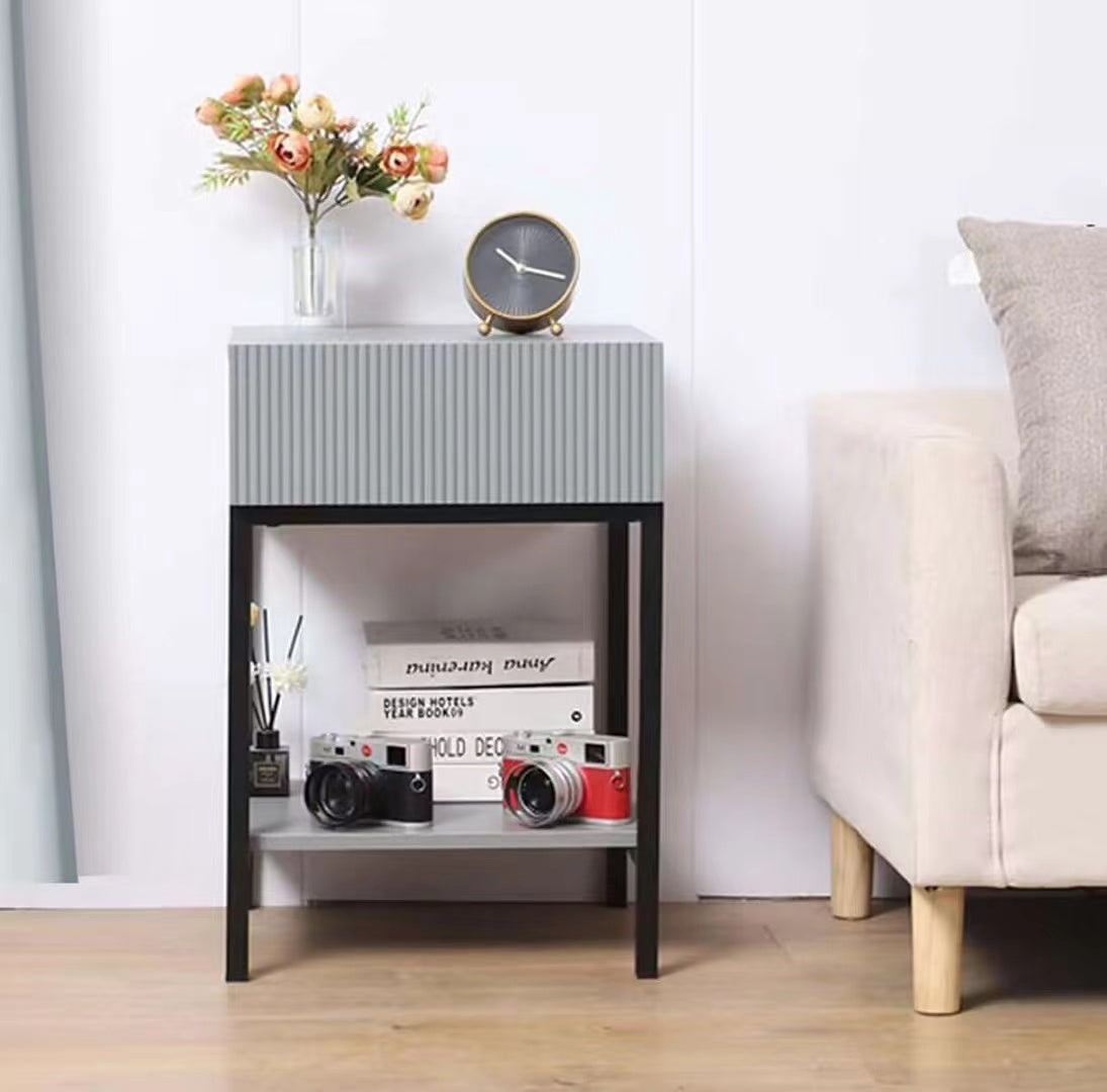 Nightstand with Drawer and Storage Shelf