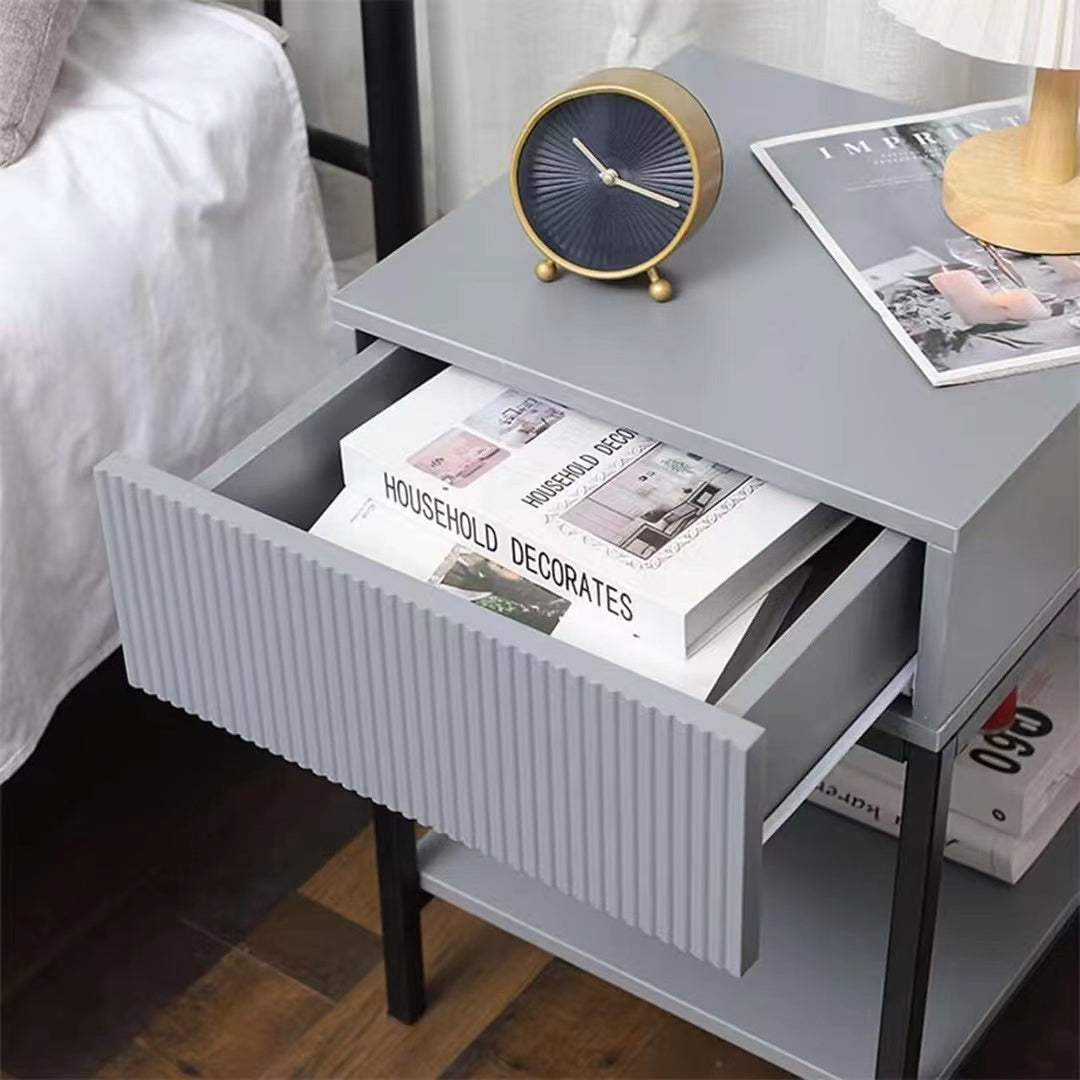 Nightstand with Drawer and Storage Shelf